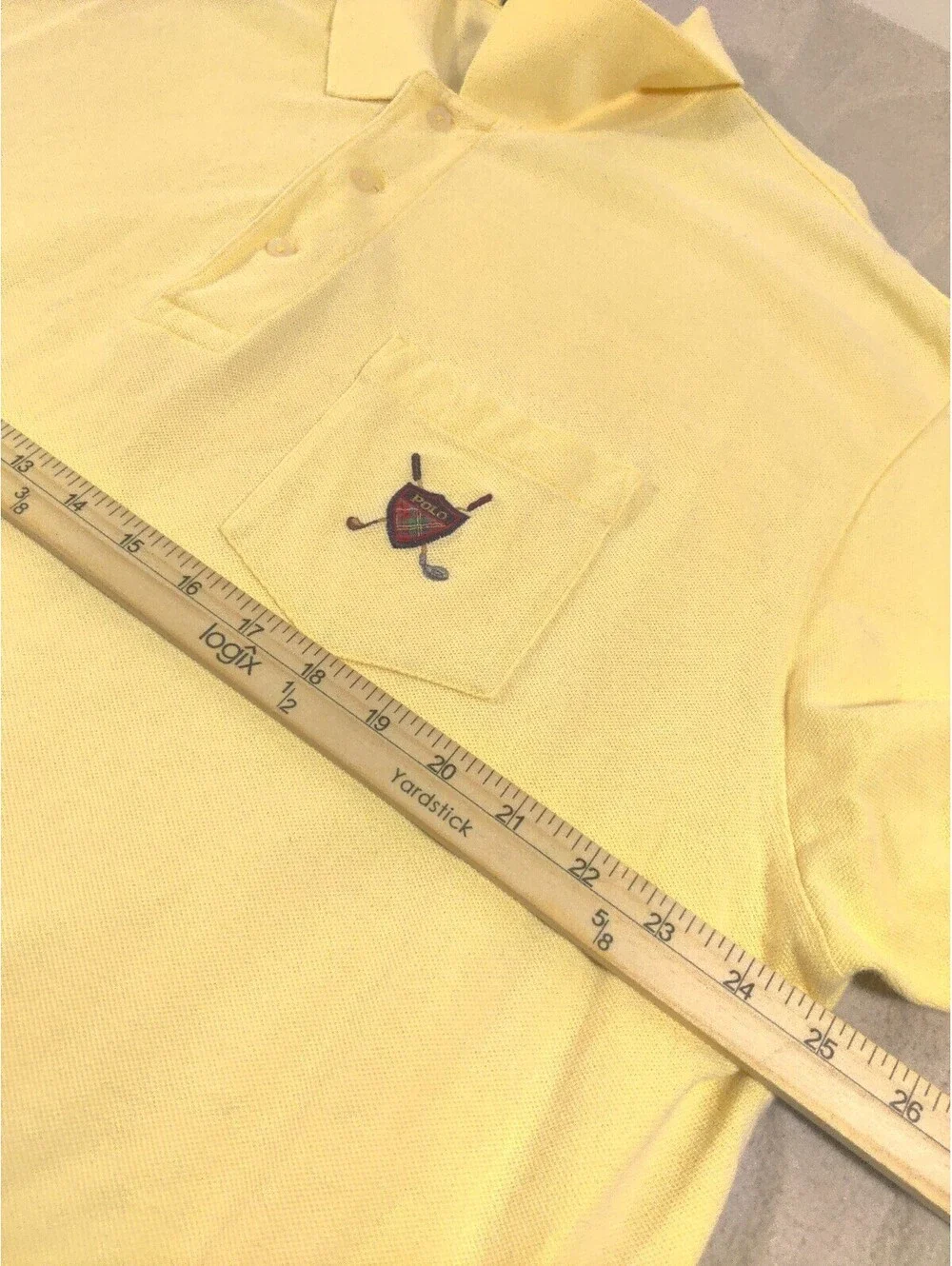 Polo Ralph Lauren Shirt Mens XXL Vintage Yellow Pastel Golf Club Crest Cotton